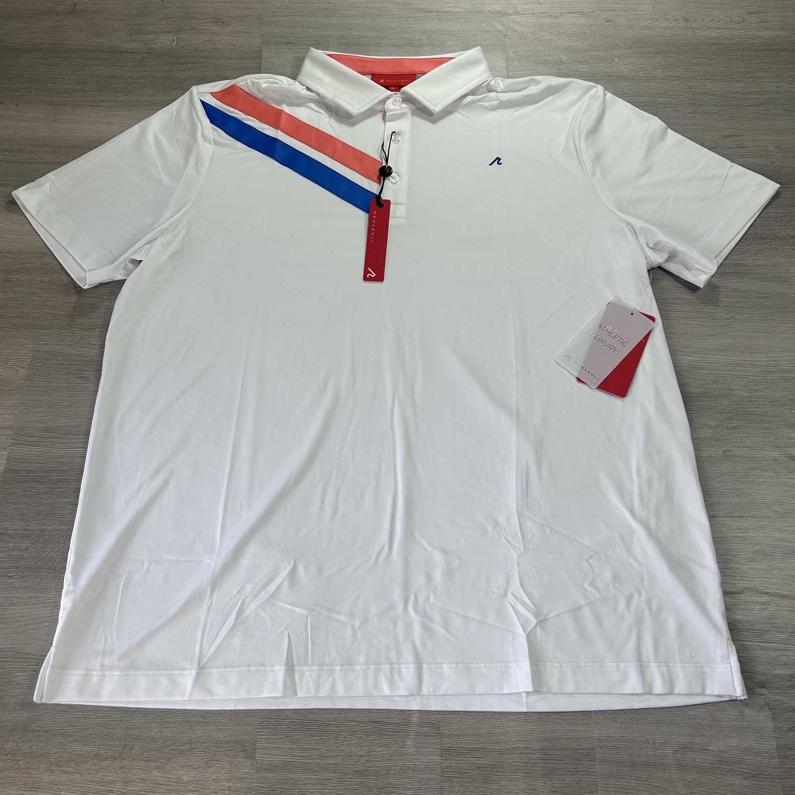 New Redvanly Purepoly Westin Polo Shirt Mens Xl White Stripe Golf Performance